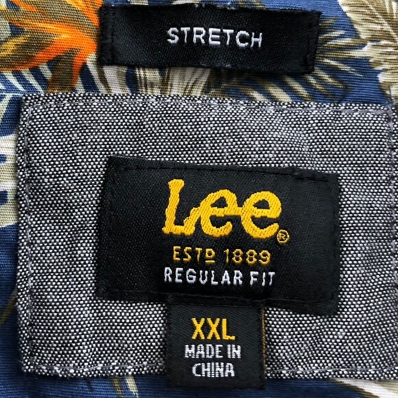 Lee Mens Hawaiian Shirt Size XXL Short Sleeve Tropical Floral Navy Casual Stretc - Picture 3 of 9